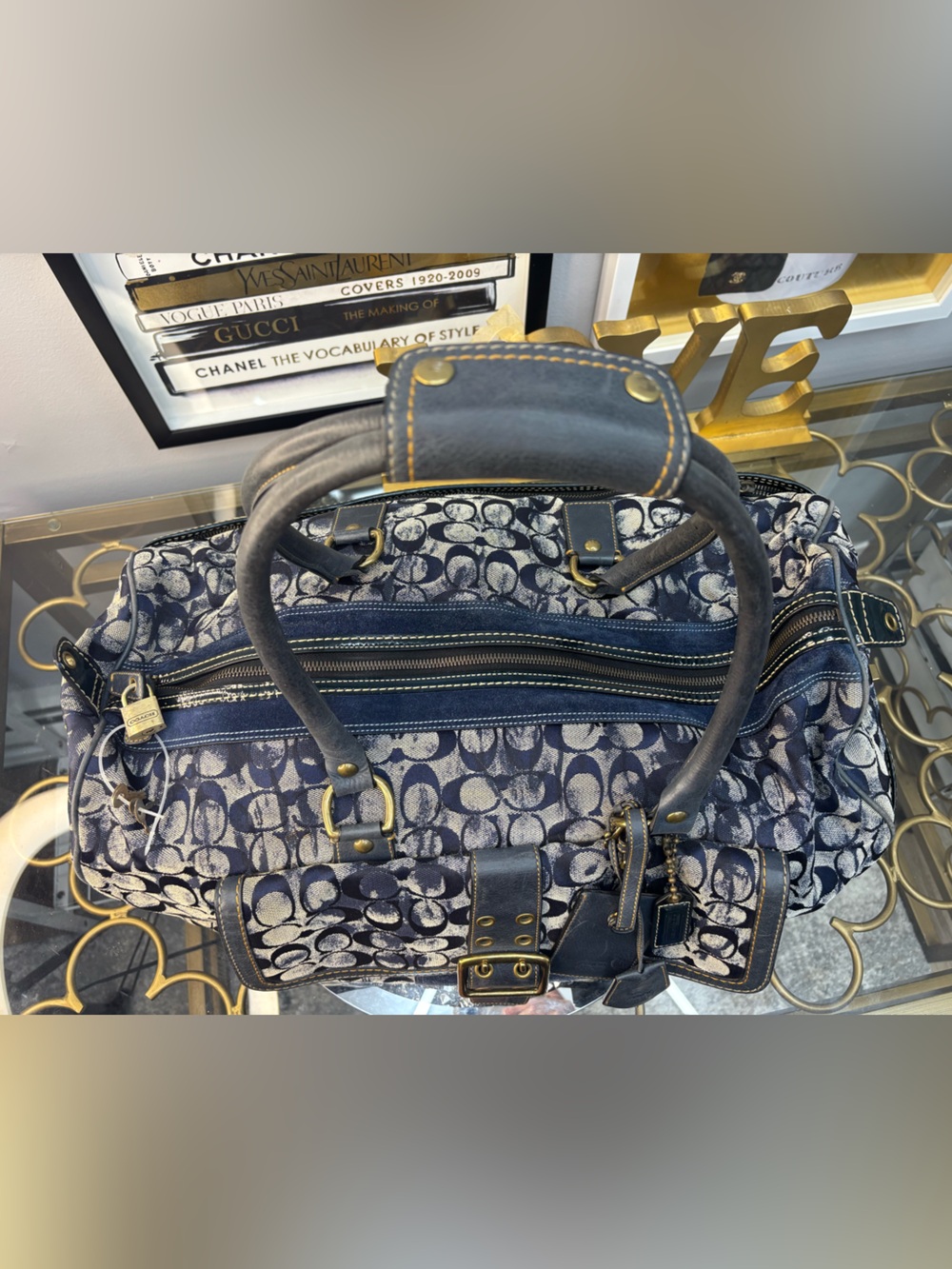 Coach RARE 2005 vintage Signature tie dye Denim Duffel/Carryall travel bag EUC - Picture 6 of 17